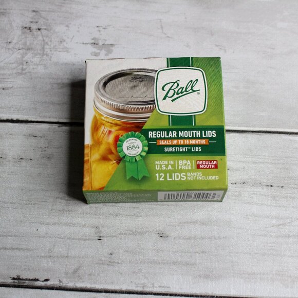 Ball Regular Mouth Mason Canning Jar Lids 1 Box 12 Count Total - Picture 1 of 4
